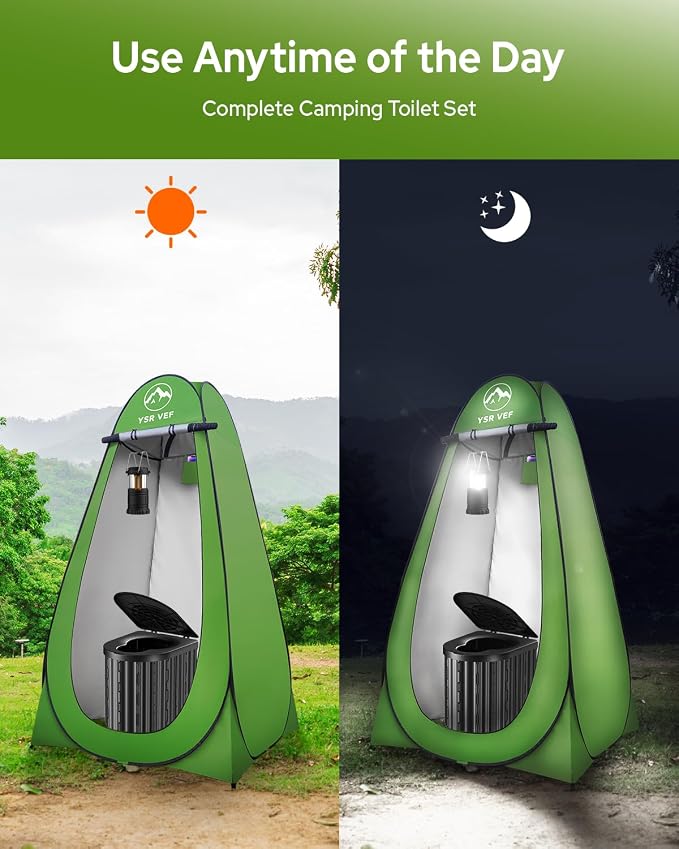 Black Toilet Green Tent with Light