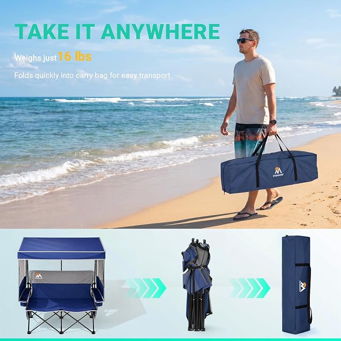 Loveseat With Adjustable Canopy Shade