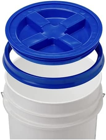 White Buckets With Blue Lids
