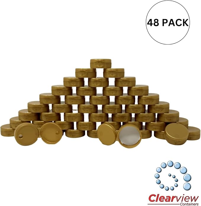 38mm Gold Flip Top Lid - 48 Pack
