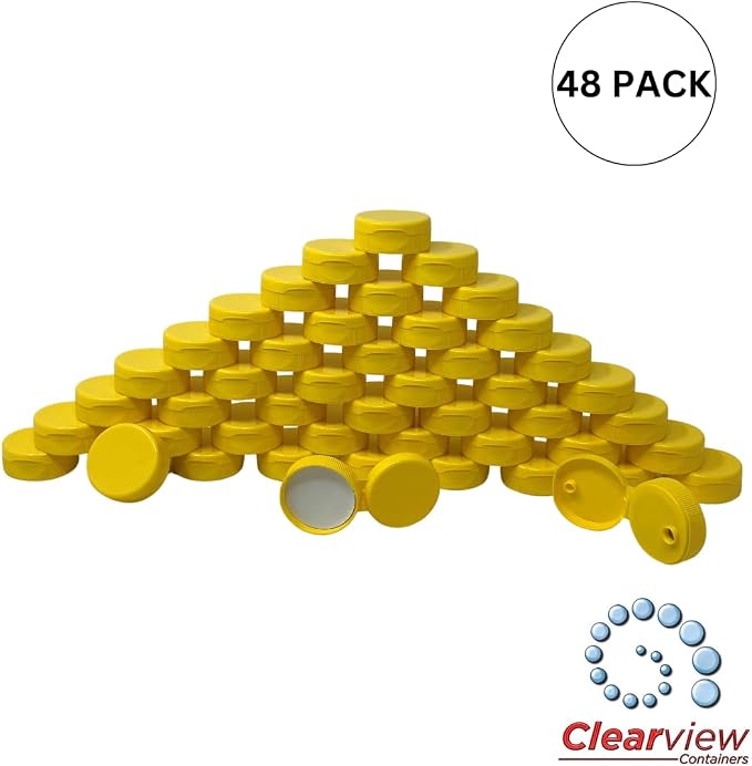38mm Yellow Flip Top Lid - 48 Pack