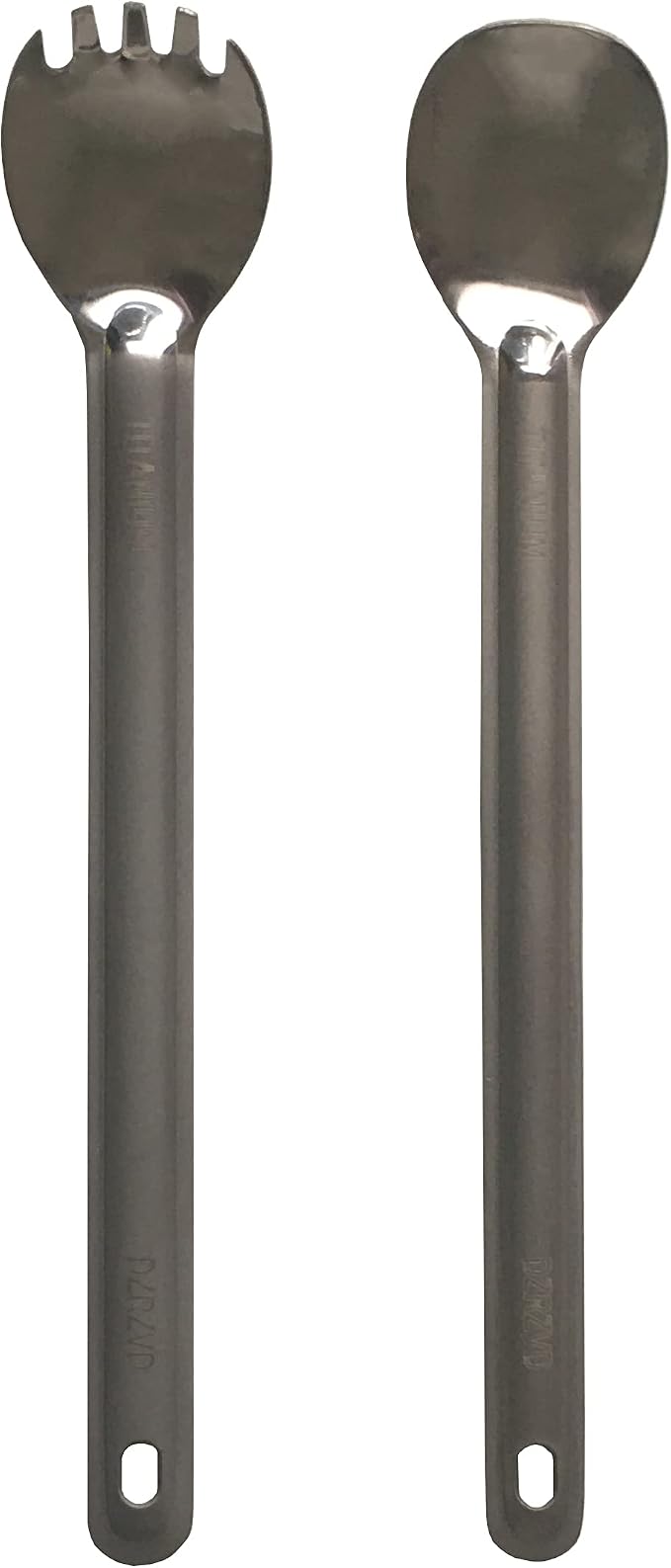 Titanium Long Handle Bowl Polished Spork and Spoon