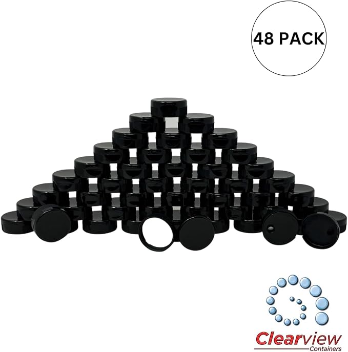 38mm Black Flip Top Lid - 48 Pack