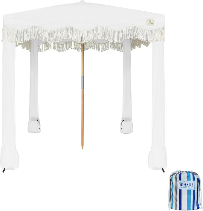 Elegant White with Colorful Beach Blanket