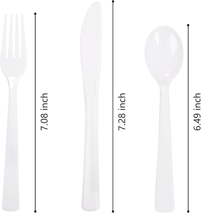 360pcs White Plastic Silverware