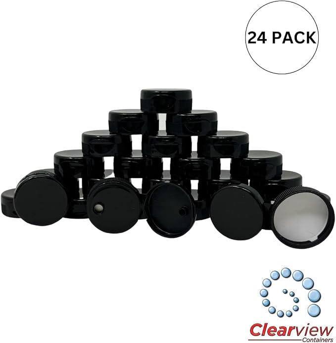38mm Black Flip Top Lid - 24 Pack