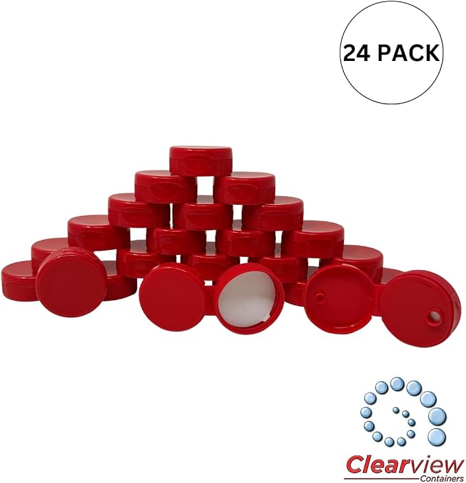 38mm Red Flip Top Lid - 24 Pack