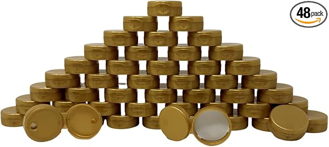 38mm Gold Flip Top Lid - 48 Pack