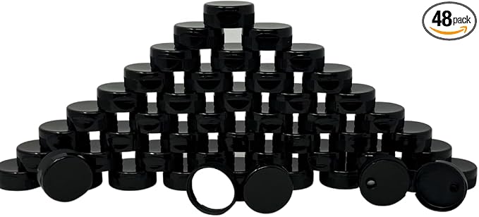 38mm Black Flip Top Lid - 48 Pack