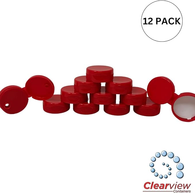 38mm Red Flip Top Lid - 12 Pack