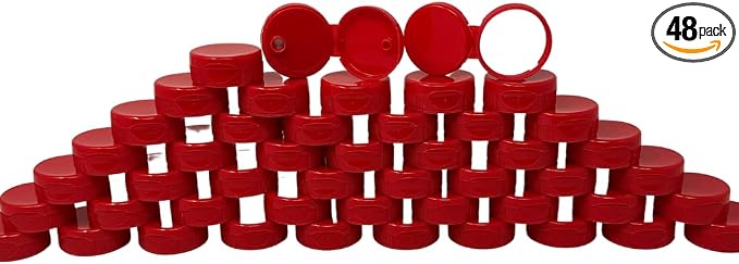38mm Red Flip Top Lid - 48 Pack
