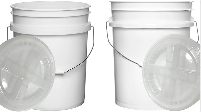 White Buckets With Clear Lids