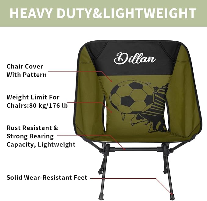 Custom Camping Chair With Name, Personalized Portable Backpacking Chair Lightweight Folding Chair fo
