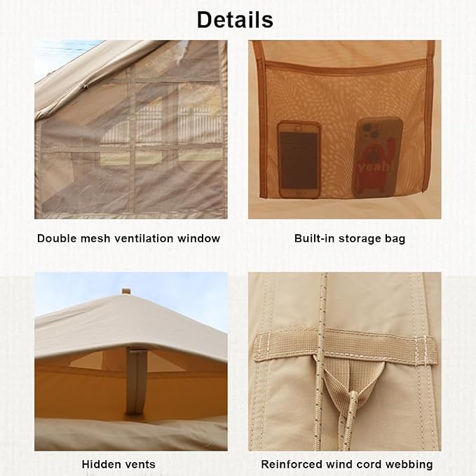 S(Cotton Canvas):10.5'Lx6.56'Wx6.56'H (3.2X2.0X2.0m)-Beige
