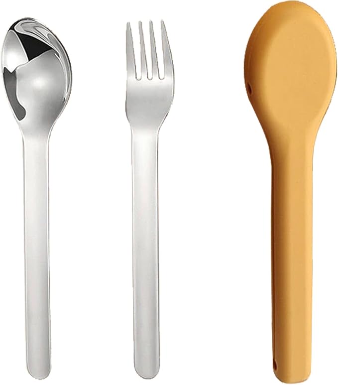 Orange Silicone Case+Fork+Spoon