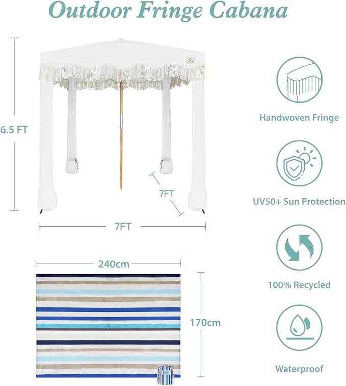 Elegant White with Colorful Beach Blanket