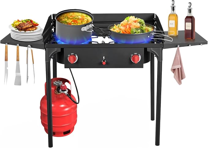 2 Burner & Side Shelves & Windshield