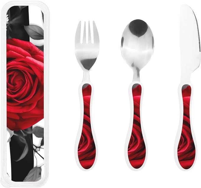 Black White Stripes Red Rose Flowers