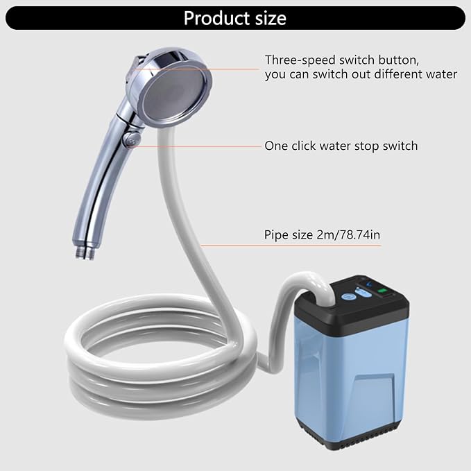 Blue-Three speed shower