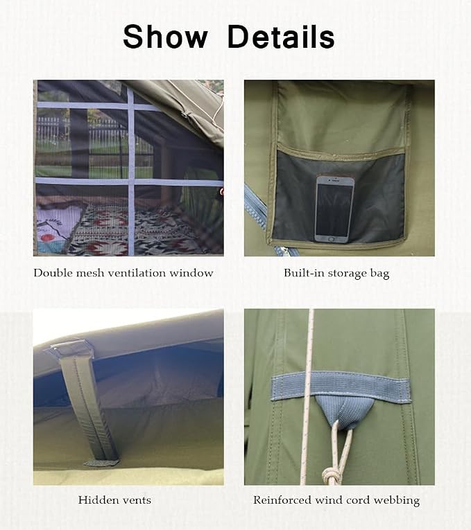 Cotton Canvas -13'Lx9.8'Wx6.89'H (4X3X2.1m)-Green