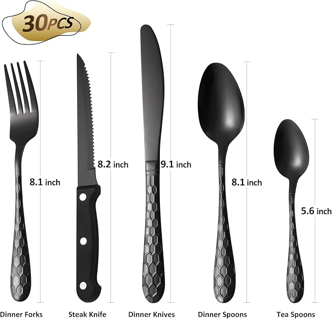 12SLF-30pc/Steak Knives-Black