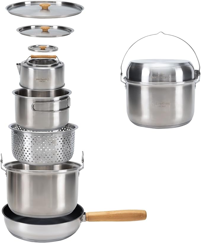 SILVER-4-6 PERSON COOKWARE SET+KETTLE