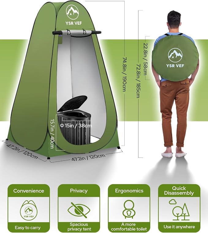 Black Toilet Green Tent with Light