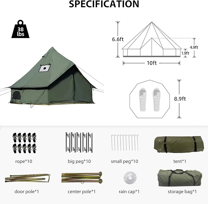 10ft*10ft*6.6ft (2-3 person)(Green)
