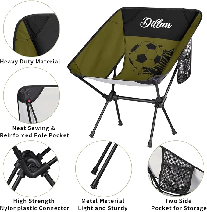 Custom Camping Chair With Name, Personalized Portable Backpacking Chair Lightweight Folding Chair fo