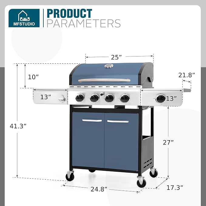 Blue, 4 Burner Grill