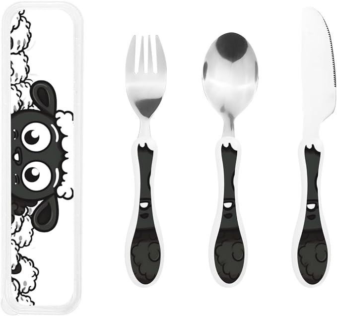 Cartoon Black White Sheep