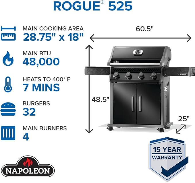 Rogue 525 Natural Gas Black, SS Grids