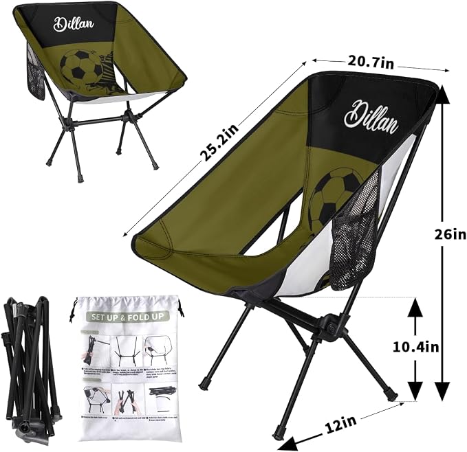 Custom Camping Chair With Name, Personalized Portable Backpacking Chair Lightweight Folding Chair fo