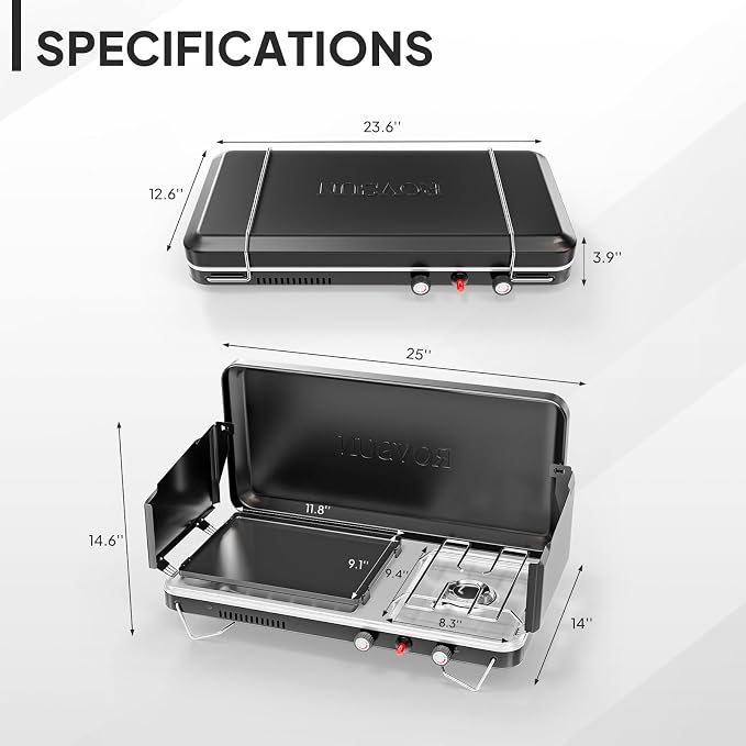 2 Burner (Igniter+Griddle)-Black