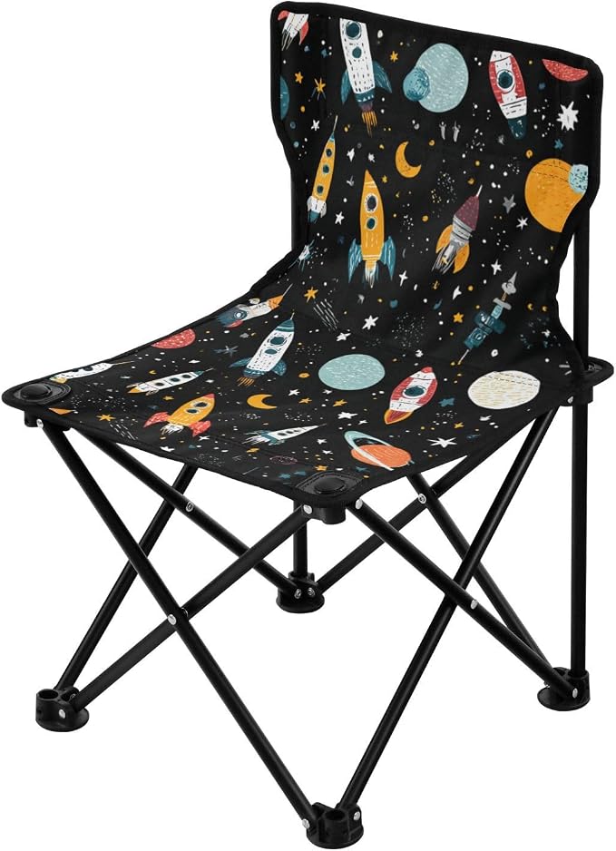 Black Rockets Space Moons Stars
