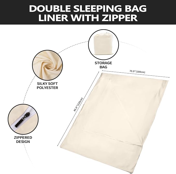 Double (Fits 2 People) - White with Zipper
