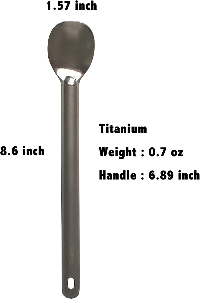 Titanium Long Handle Bowl Polished Spork and Spoon