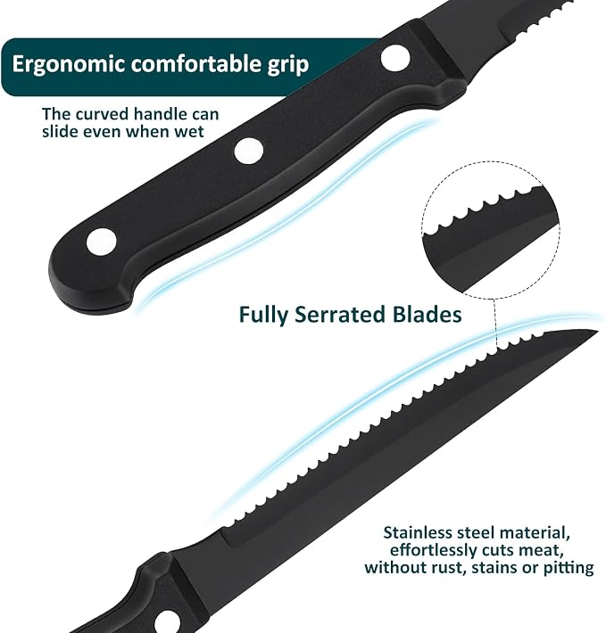 JB-Steak Knife-8Pc-Black