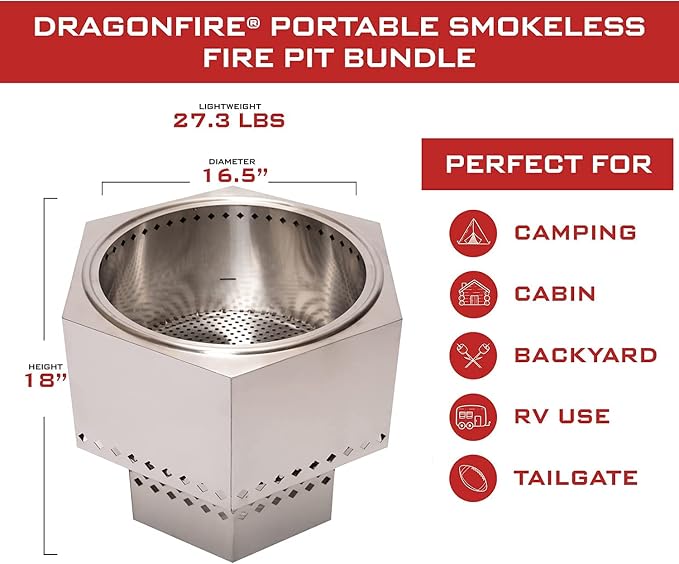 Stainless Portable Smokeless Firepit