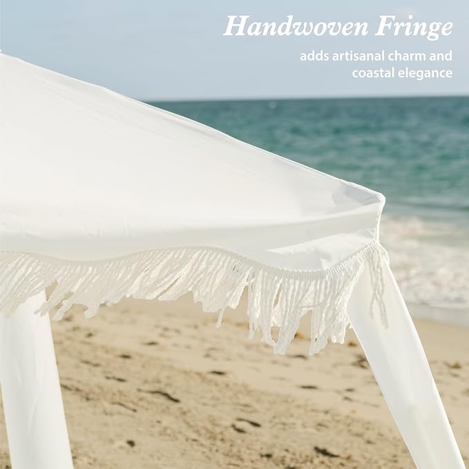 Elegant White with Colorful Beach Blanket