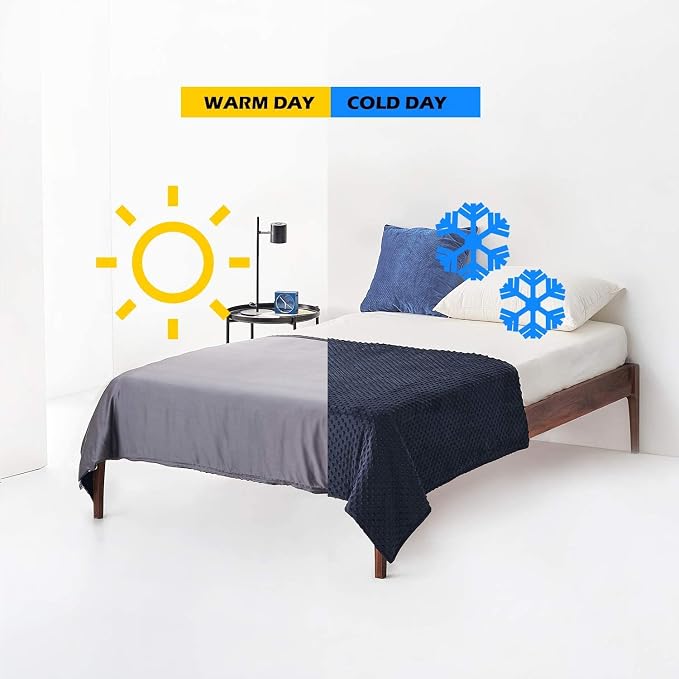 Cooling Rayon & Cozy Velvet Dual-sided Cover Blue Grey