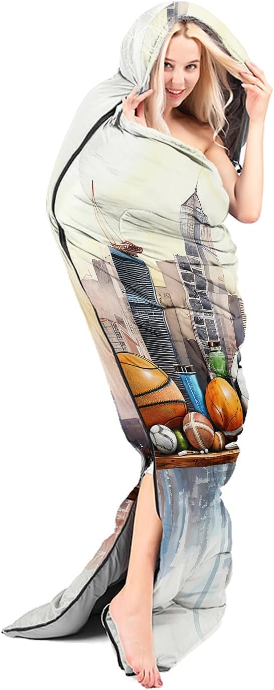 Cartoon Sports Ball City Skyline