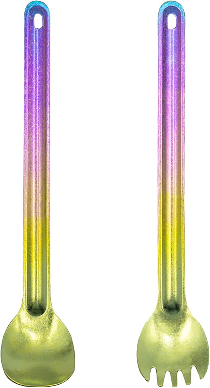Titanium Long Handle Spork and Spoon Colors