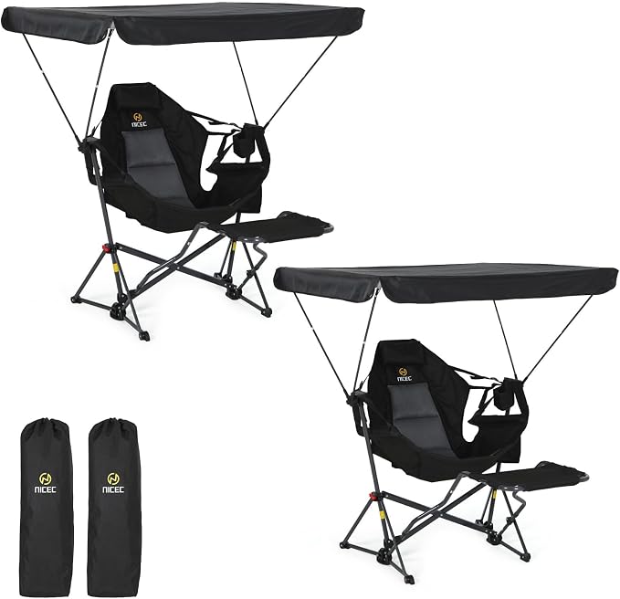 Black With Footrest & Canopy 2 Pack
