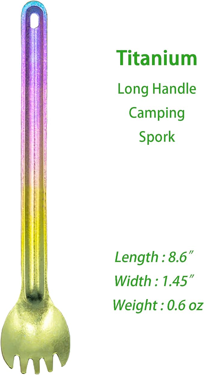 Titanium Long Handle Spork and Spoon Colors