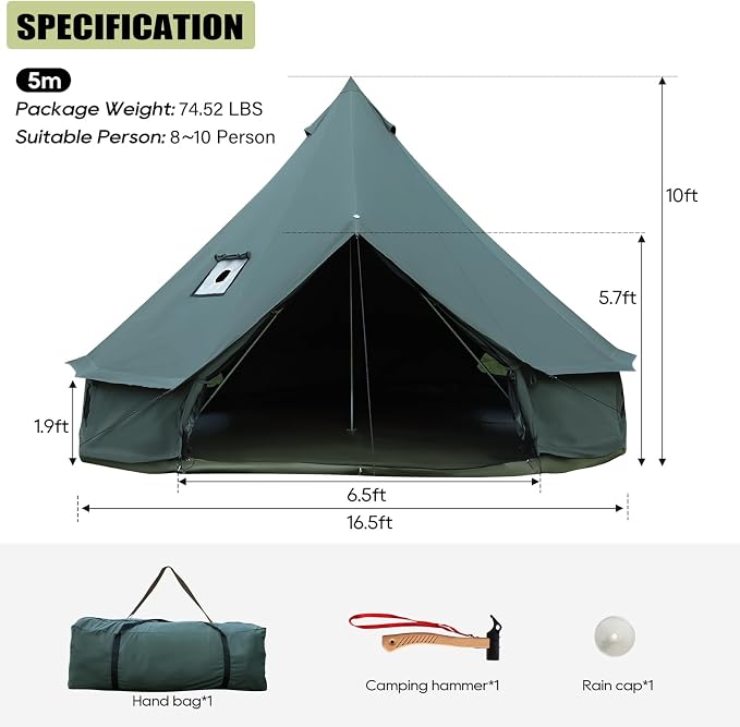 16.5' (5M) Army Green