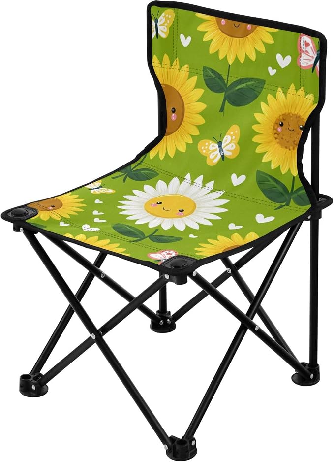 Green and Yellow Leaves Cute Sunflower Butterfly