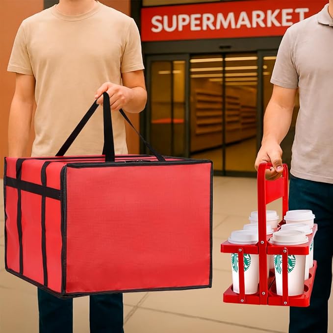 Red Bag with Drink Carrier