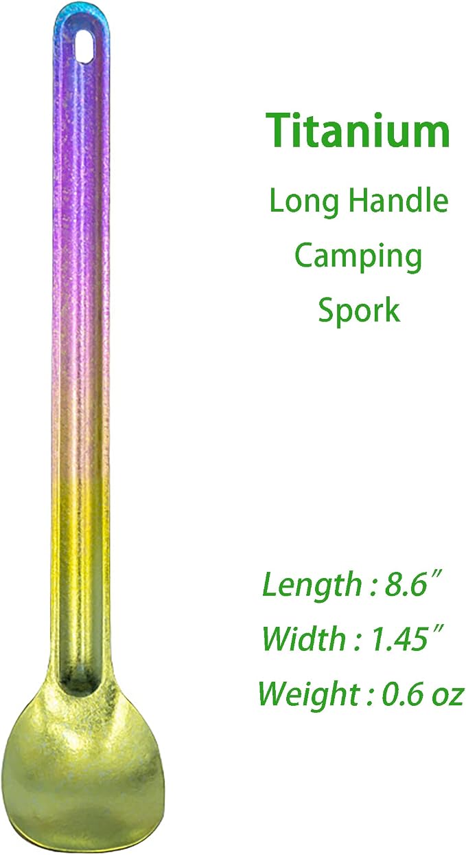 Titanium Long Handle Spork and Spoon Colors