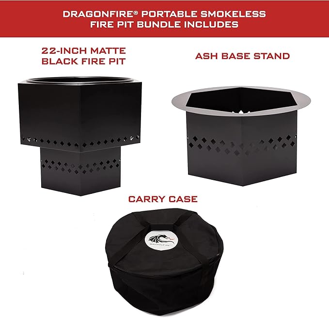 Black Portable Smokeless Firepit